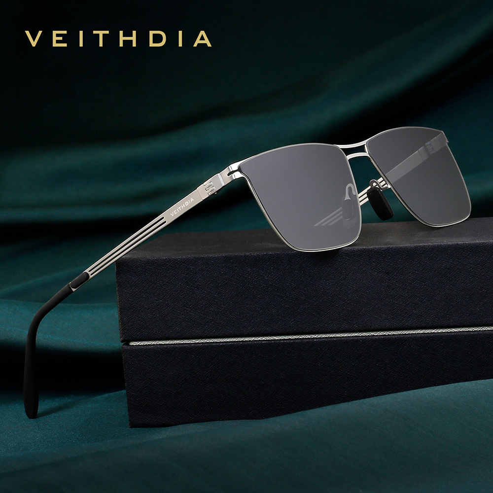 Sunglasses Aviator Polarized - VEITHDIA Heren gepolariseerde zonnebril roestvrijstalen frame